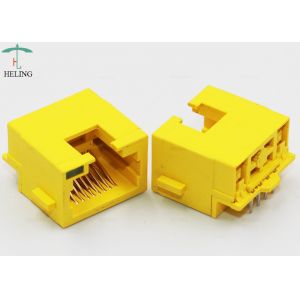Yellow 90 Degree RJ45 Female Connector With Single LED Pipe For Ethernet Router