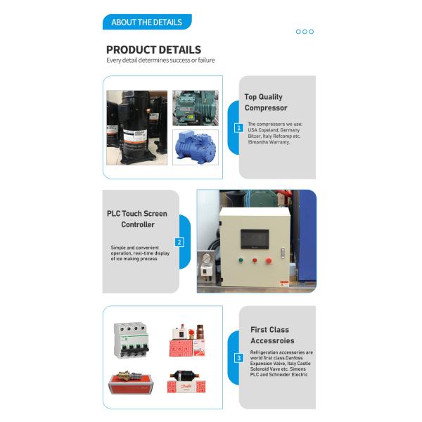 Danfoss Compressor Freshwater Flake Ice Machine 3tons Seafood Flake Ice Making Machine
