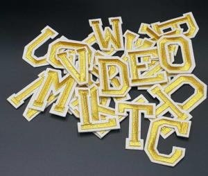  Gold Alphabet Letters Patches Iron On / Sew On Retro Embroidery Alphabet Letters Manufactures