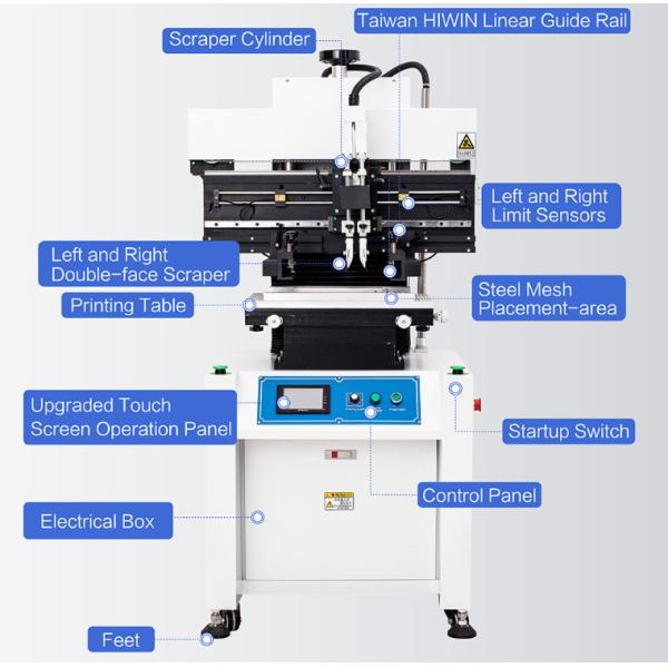 AC220V PLC Control System Stainless Steel Semi-Auto Solder Paste Printer
