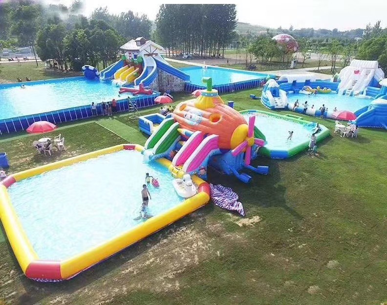 Large pool inflatables water pool inflatable swimming with inflatable slide