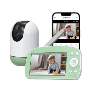 China 5.5 Inch HD Screen Tuya Smart Life APP Control Cry Detect Audio Video Monitoring WiFi Baby Camera Monitor on sale