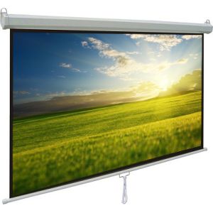 Durable manual pull down projection screen with Self-lock device