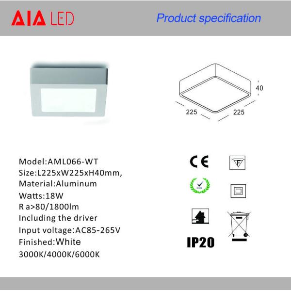 AC85V-265V Surface mounted white 18W LED panel light/D design