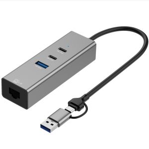 New 4 IN 1 Dual Port USB A & C 2.5G Ethernet Adapter With 2Ports USB C And USB A