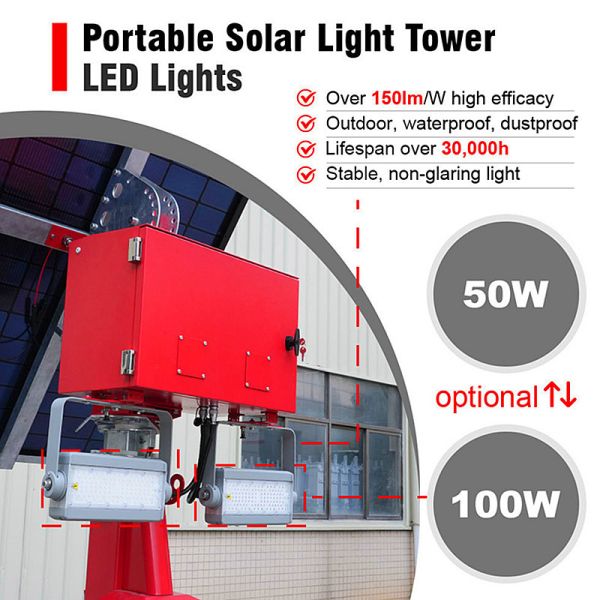 Simple Solar Light Tower Quick Deployment Mast Height 3.5M Quick Deployment Telescopic Solar LED Light Tower