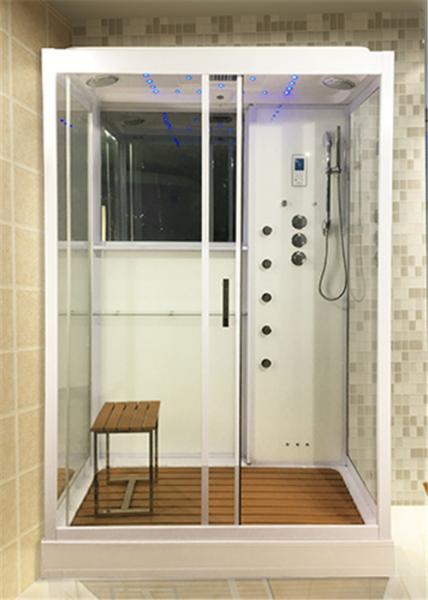 Custom Made Glass Shower Cabin 2 Sided Glass Shower Enclosure With Brass Jets