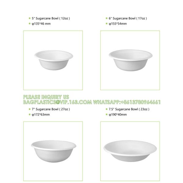 Biodegradable Disposable Compostable Sugarcane Bagasse Food Container Paper Pulp Bowl 12oz 24oz 32oz Round Salad