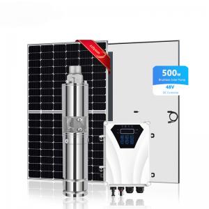 China Best price complete submersible borehole deep well water pumps kit dc solar pump with solar panel on sale