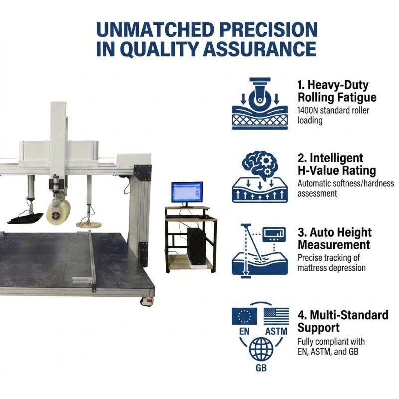 Mattress Multi-function Comprehensive Testing Machine Roller Rolling Edge Crush Mattress Firmness Softness Tester