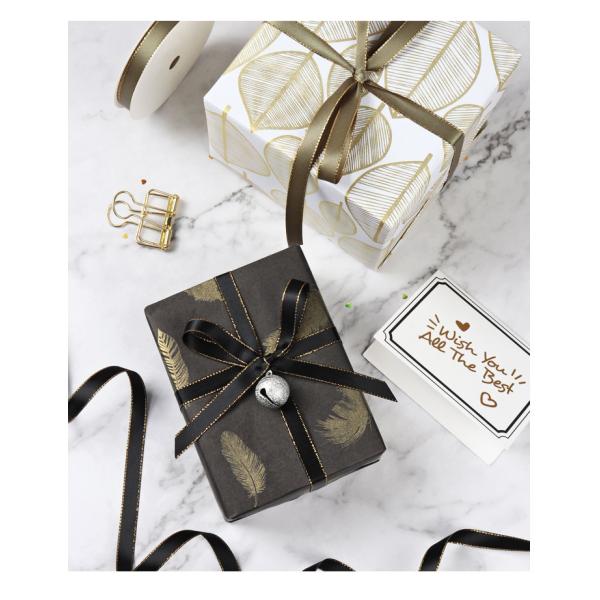100% Polyester Single Side Ribbon Sequin for Gift Packing Gold/Silver Edged Satin Ribbon