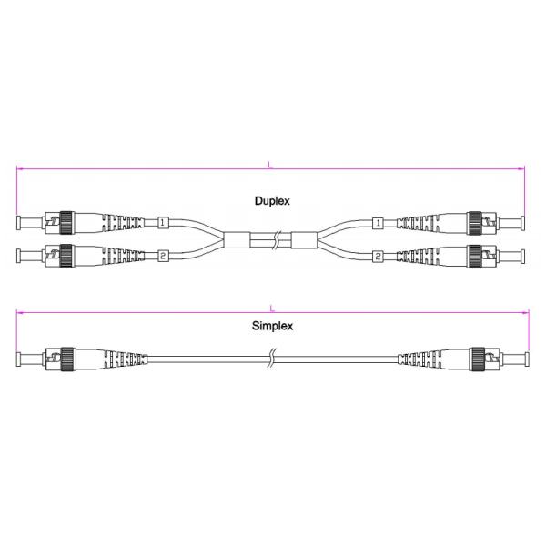 2.0mm Cable Diameter ST-ST Simplex/Duplex Fiber Optic Patch Cord with High Returnloss UPCMM≥35dB
