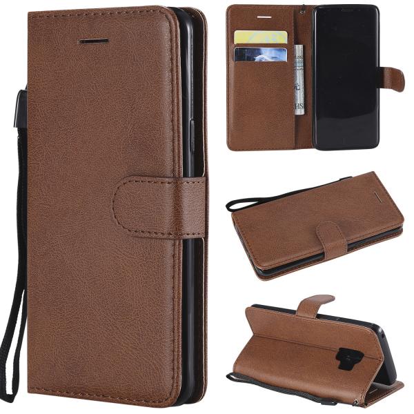 Quality Samsung S9 Pure Color Leather Wallet Protective Case with Card Slots for sale
