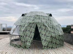  Camouflage Outdoor Hotel Steel 5M Geodesic Dome Tent UV Resistance Dome Camping Tent Manufactures
