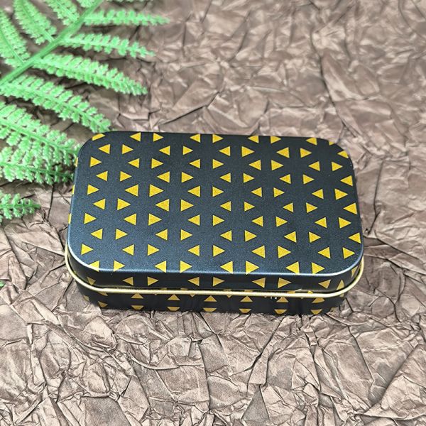 Rectangular Hinged Tin Box Plated Metal Container For Small Craft Perfume Tinplate