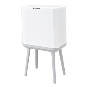 Trash Can with Lid Plastic Garbage Can with Push Button Narrow Modern Waste