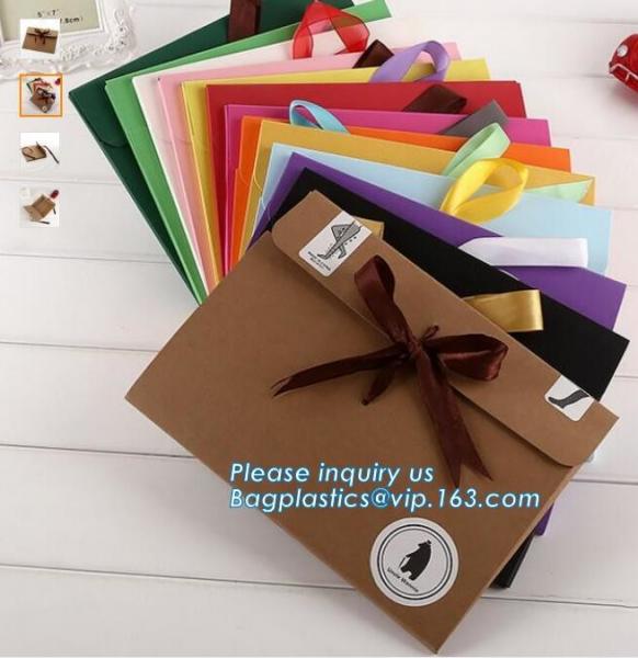 Luxury Customize Black gold embossed Logo made by 250gsm C1S Art Gift Shopping Paper Bag With Ribbon Bow Handles bagease
