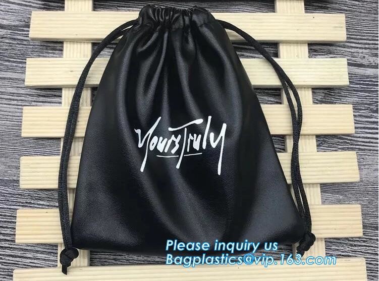 Various Size Brown Pu Leather Drawstring Cosmetic Pouch Promotional Make Up Organizer Bag With Drawstring Bagease