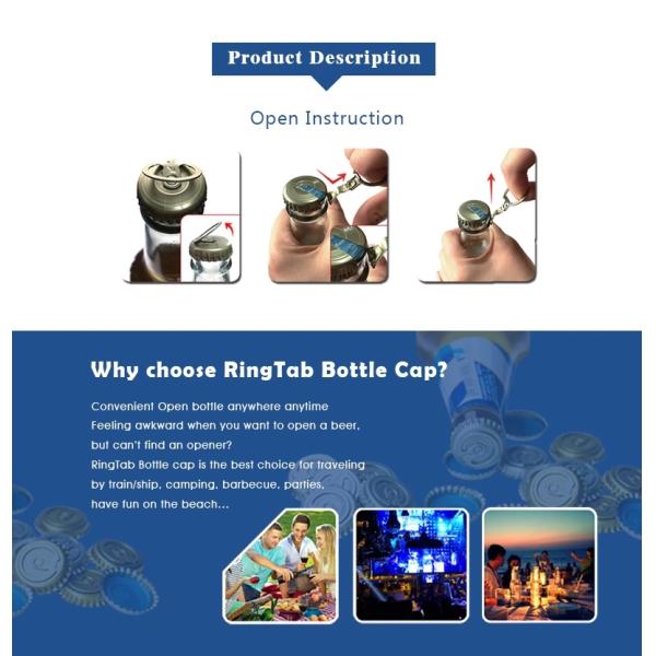 pull ring crown cover 26mm level type easy opening pull ring crown caps for beer Beer pull ring cover beer crown cap