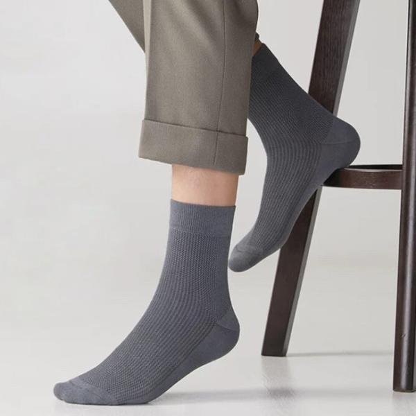 Breathable Solid Mesh Mens Summer Socks Thin Bamboo Work Socks
