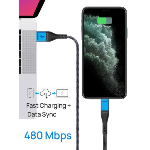 PD 3A 18W Iphone USB Charging Cable Braided Lightning Cable