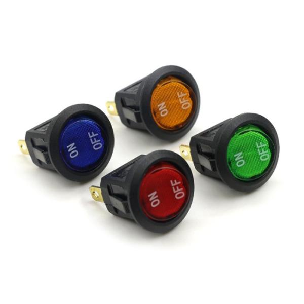 Quality 3 Pin Three Position Two Way Illuminated Round Momentary Contact Rocker Switch With 16a for sale