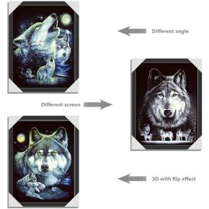  CMYK 3D Wolves Image Lenticular 3d Pictures PS Frame For Office Decoration Manufactures