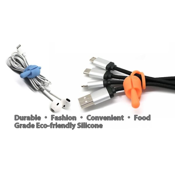 Silicone Solid Wire Bundler Buckle Desktop Strap-On Headphone Data Cable Organizer Stretch Silicone Rope Cable Ties Product