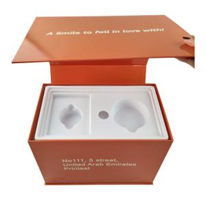 China Orange Rigid Cardboard Gift Box Teeth Whitening Magnetic With Blister Holder on sale