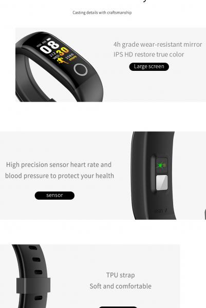 Body Temperature IP67 0.96" Smart Heart Rate Wristband