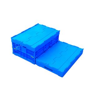 600*400*278 mm Solid Bottom Attached Covers Plastic Collapsible Crates