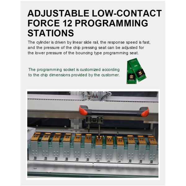 Compact 12-Station Tape IC Programming Machine | 2500 UPH Reel to Reel Programmer for Flexible SMT Production Lines
