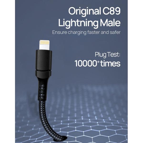ROHS USB Lightning Charging Cable 480Mbps Apple Braided Lightning Cable