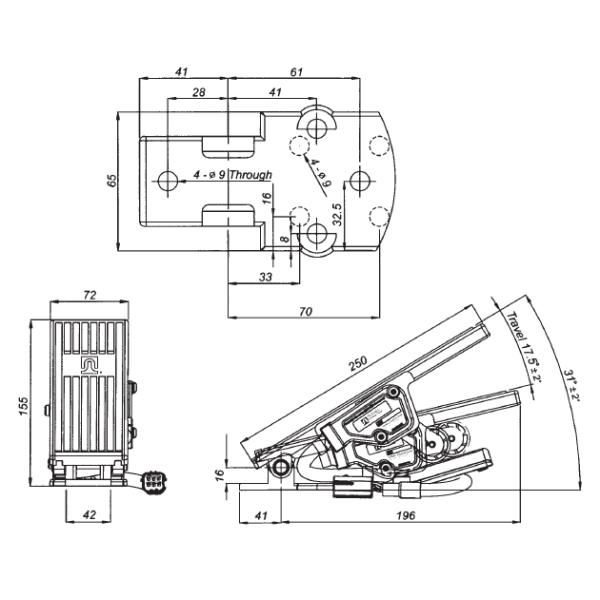 Model TCF7 Series Electronic Accelerator Pedal Foot Control For Construction Equipment