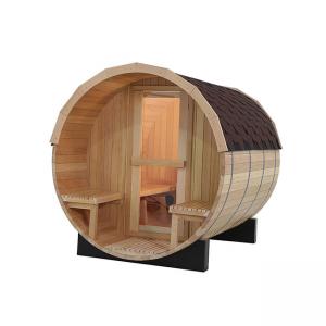  6KW Traditional Barrel Sauna 4 Person Canadian Hemlock Sauna Room Manufactures