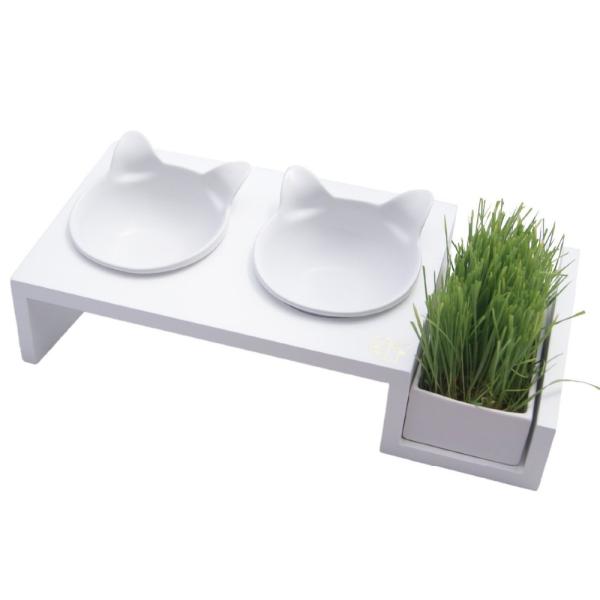 Sustainable Customized Ceramic Double Cat Bowl Multifunctional