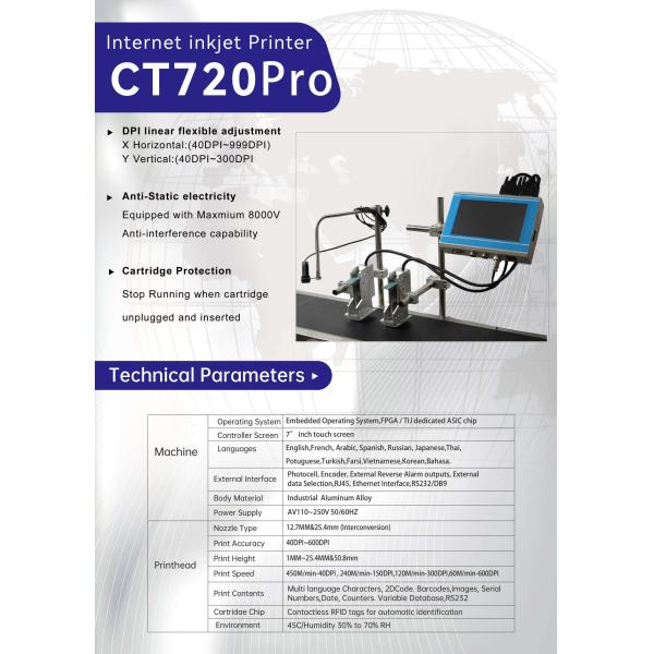 CT720Pro Industrial Inkjet Printer TIJ Thermal Inkjet Printer For Case Coding Printer