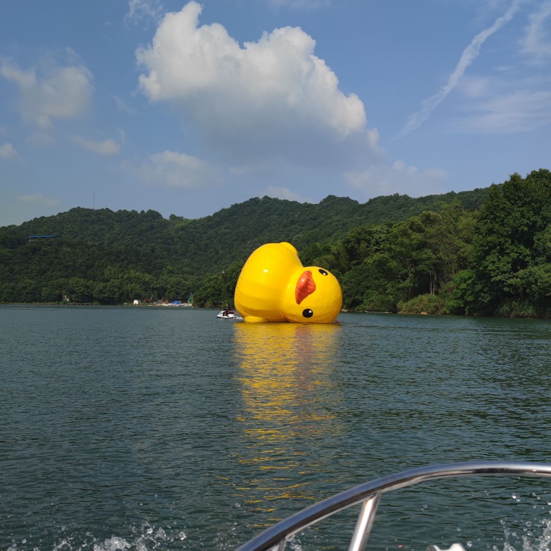 Sleeping Inflatable Yellow Duck Floating on Water Huge Inflatable Cartoon for Advertising