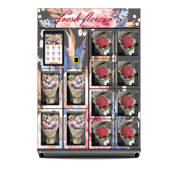 Automatic Refrigerated Flower Vending Machine with touchscreen & galvanized sheet | Smart Bouquet Dispenser for Malls and Airports