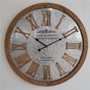 China Circular Clock Antique Big Wood Digital Analog Metal Wall Art Clock on sale