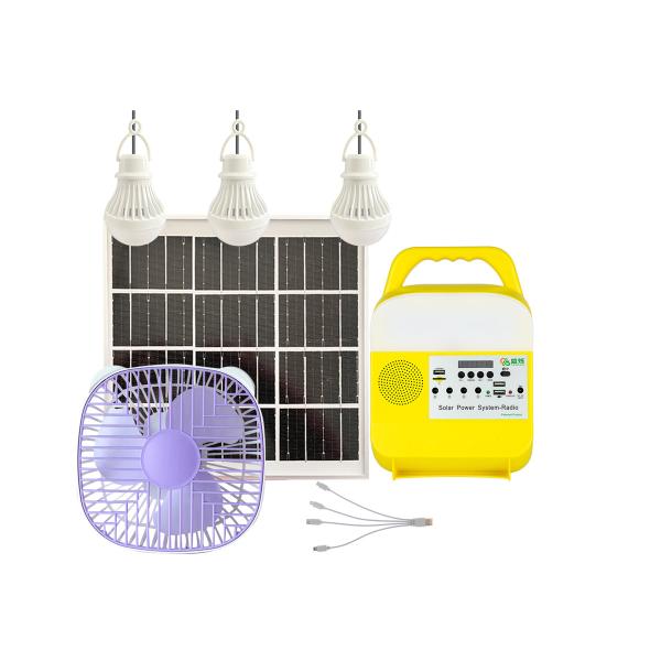 Quality Mini Portable Solar Charging Station Solar Powered Lighting Radios System Kit For Home Use with fan for sale
