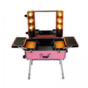 China Aluminum Cosmetic Travel Case , Professional Makeup Vanity Box With Lights on sale