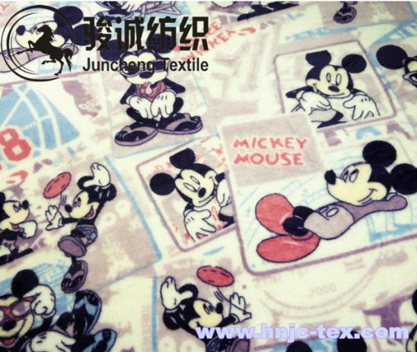 Quality Mickey Mouse Printed Flannel Baby Blanket Fabric Coral Fleece for apparel/bed sheet for sale