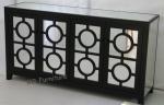 White Mirrored Side Board Circles Door Pattern Style Wooden Material