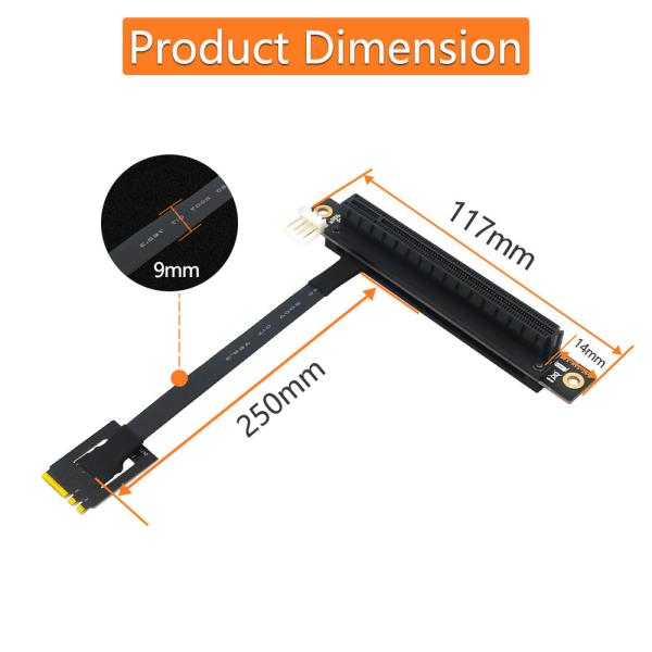 M.2 NGFF Key A-E to PCIe 16X Adapter Cable 25cm Black