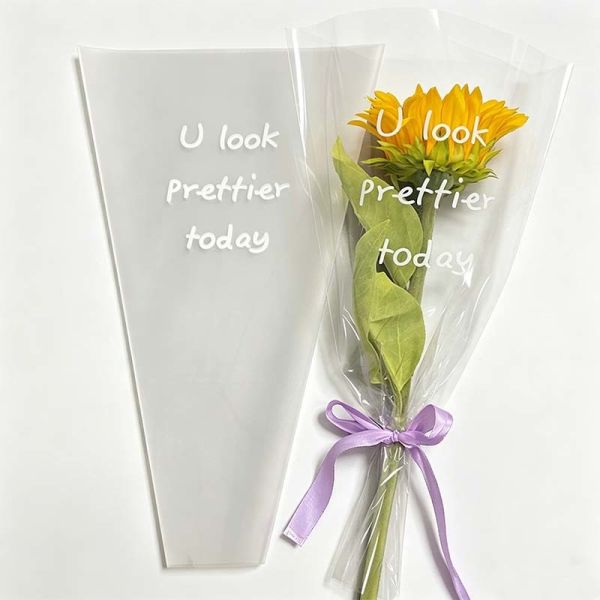High Transparency Single Flower Sleeve OPP / CPP Triangle Clear Bags