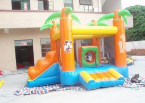  Kids / Adults Small Inflatable Bouncy Castle With Slide Orange Manufactures