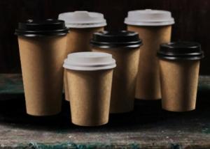  Food Grade Heat Resistance Brown Paper Coffee Cups Recyclable Single Wall 8oz 12oz Manufactures