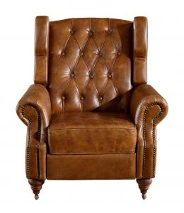  Vintage High Back Brown Leather Recliner Chair High Density Foam / Sponge Manufactures