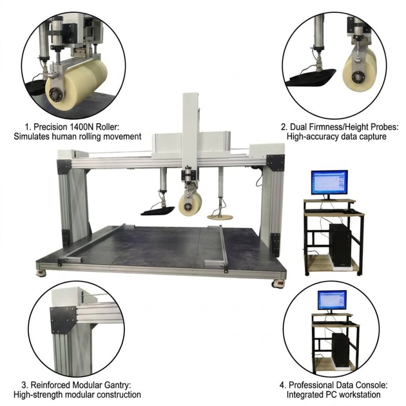 Mattress Multi-function Comprehensive Testing Machine Roller Rolling Edge Crush Mattress Firmness Softness Tester